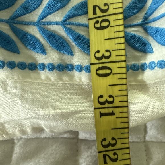 ANN TAYLOR Kimono Womens One Size White Blue Embroidered Shawl Bohemian - Picture 9 of 10